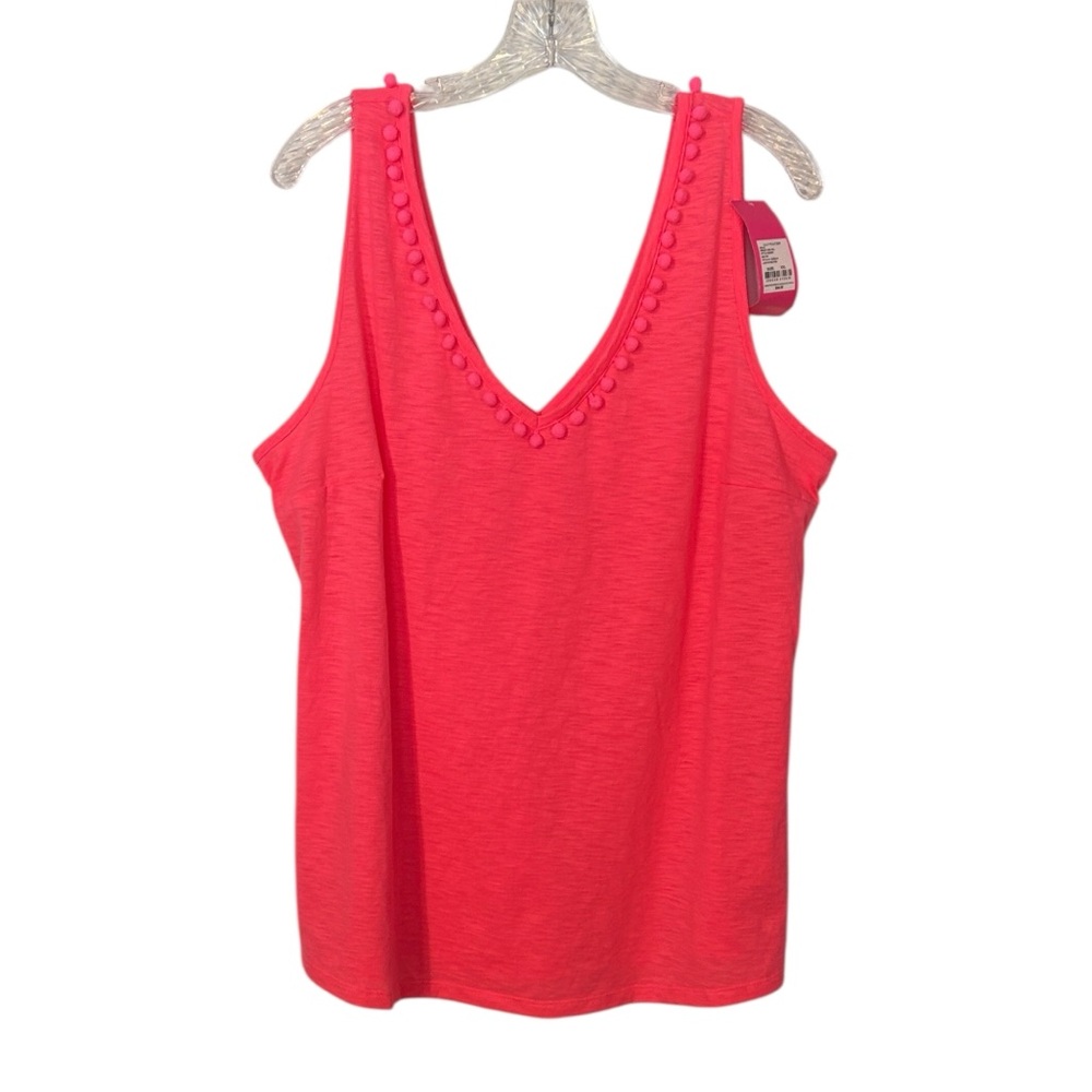 Lilly Pulitzer Gigi Top XXL Love Potion Pink Tank Top Pom Pom Prep Coastal NWT - Picture 4 of 10